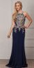 Main image of Round Collar Neck Embellished Bodice Long Prom Pageant Dress